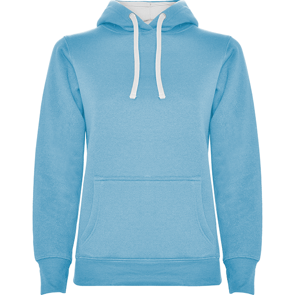 Sudadera entallada de corte femenino con capucha bicolor de doble tejido URBAN WOMAN