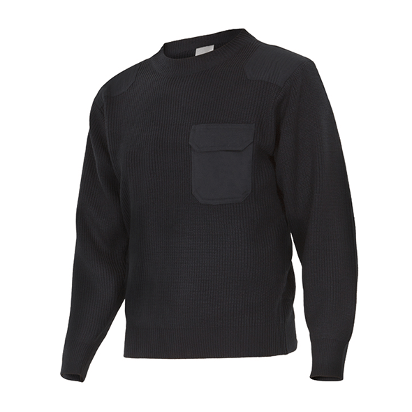Thick Point Knitted Sweater with Round Collar and Epaulettes