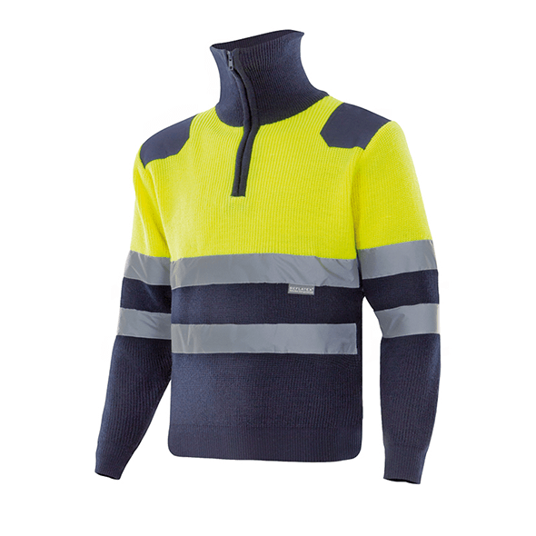 Bicolor Sweater with High Visibility Zipper