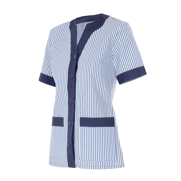 Woman Short Sleeve Coat to Striped Cleaner's